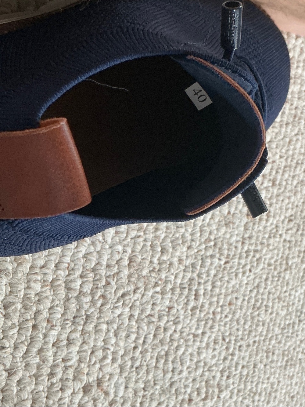Men's Knit Navy Derby Shoes with Brown Trim - Picture 3 of 5
